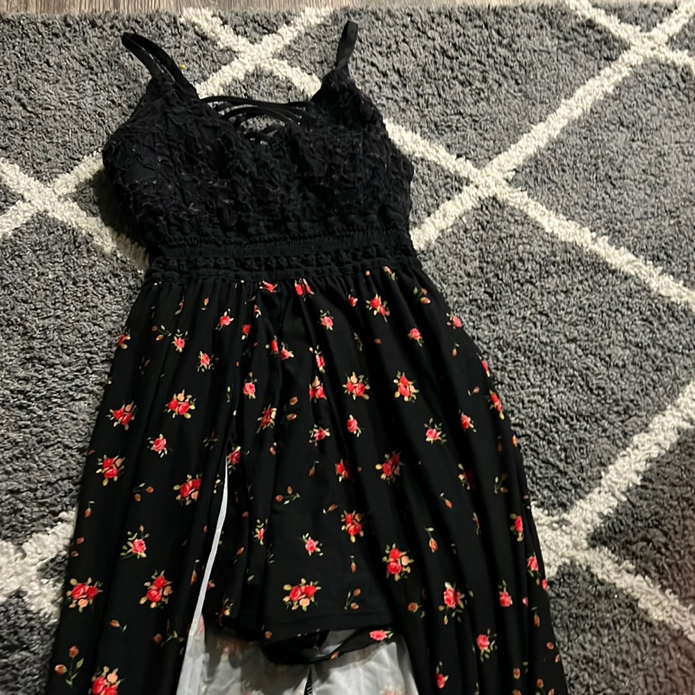 Black and red flower dress